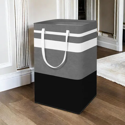 Miniatura 5 de Paquete de 2 cestas plegables para la ropa sucia, canastas grandes para la ropa sucia con asas, cestas de lavandería impermeables, cestas plegables