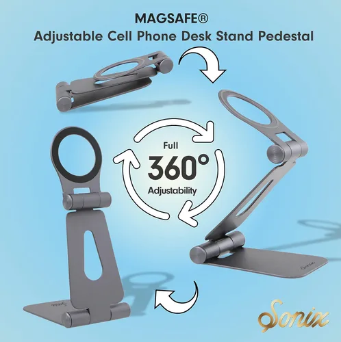 Miniatura 3 de Sonix Pedestal magnético ajustable para teléfono celular, compatible con Apple MagSafe (grafito)
