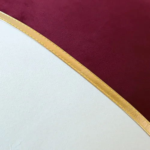 Miniatura 3 de OTOSTAR Fundas de cojín de terciopelo en rojo vino y blanco con parche de cuero dorado, lujo moderno minimalista, fundas de almohada cuadradas