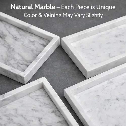 Miniatura 7 de Bandeja de mármol negro natural para baño, cocina, tocador, escritorio, organizador de piedra para mesa auxiliar, tocador, mesita de noche, velas