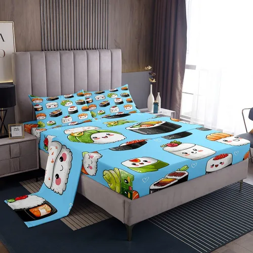 Miniatura 39 de Erosebridal Juego de sábanas 3D de mundo submarino con diseño de peces de playa, azul mar, tamaño individual, sábana bajera ajustable con diseño