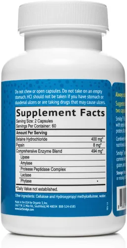 Miniatura 3 de Smidge™ HCl + Enzimas – Digestión – 120 Cápsulas