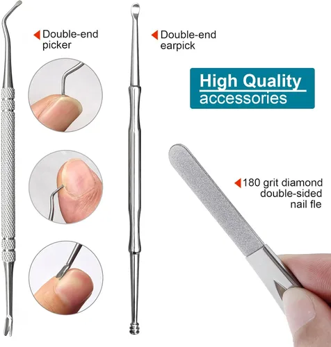 Miniatura 6 de SGNEKOO - Juego de 8 piezas de cortaúñas para la familia, kit profesional de manicura de acero inoxidable con herramienta de uñas encarnadas, lima