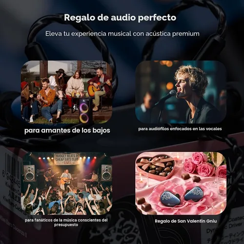 Miniatura 9 de Linsoul Kiwi Ears Cadenza II - Monitor de oído de titanio de 0.394 pulgadas, auriculares IEM con cable de alta fidelidad con KARS 2.0, equilibrio
