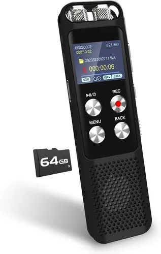 Grabadora de voz digital de 72 GB: Grabadoras activadas por voz con reproducción, dispositivo de grabación de audio para conferencias y reuniones,