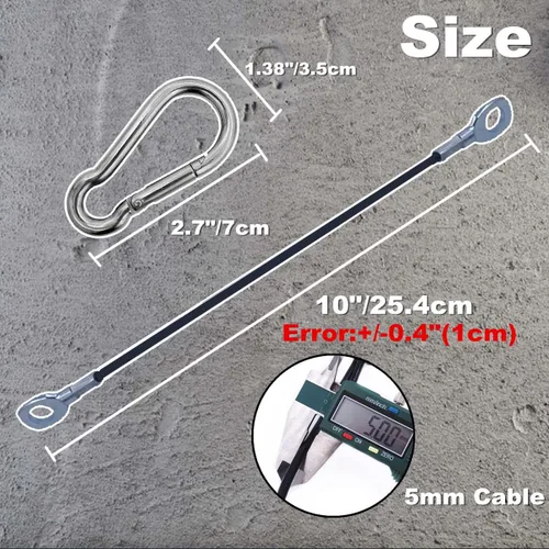 Miniatura 2 de J Bryant Cables de gimnasio de extensión de máquina de cable de 10 pulgadas (2 piezas) con mosquetón de acero inoxidable para sistemas de poleas