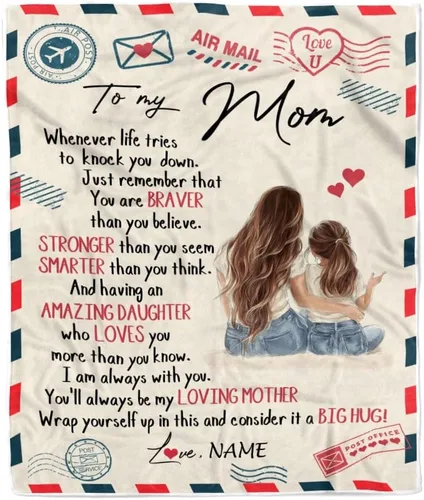 Miniatura 24 de Manta personalizada con texto en inglés «To My Mom from Daughter Wolf I Am Because You are Mom», para cumpleaños, día de la madre, Navidad, manta