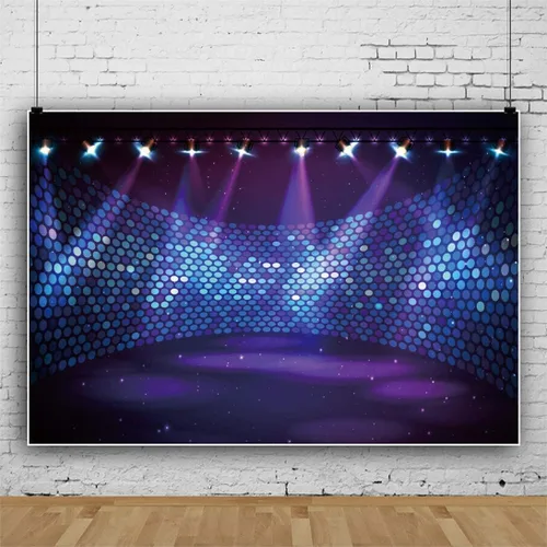 Miniatura 3 de Telón de fondo de fiesta de discoteca de 5 x 3 pies, espectáculo de música, entretenimiento, escenario libre, concierto, club, luces moradas, fondo