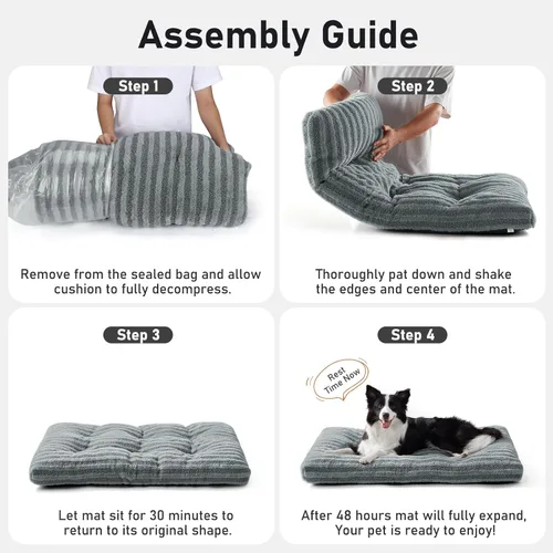 Miniatura 8 de FURTIME Cama Lavable para Perros de Tamaño Grande, Camas de Jaula para Perros de Lujo, Almohada Cómoda y Esponjosa para Perros, Alfombrilla Gris