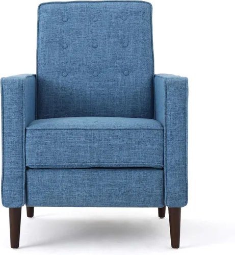 Miniatura 16 de GDFStudio Macedonia - Sillón reclinable de tela con respaldo copetudo, moderno Pizarra / Espresso oscuro
