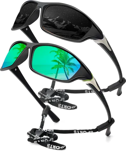 Miniatura 41 de KALIYADI 4 Pack Polarized Sunglasses-Men Sports Sun-glasses: Mens Sunglasses UV Protection for Fishing Driving Cycling A02-negro/azul hielo/rojo