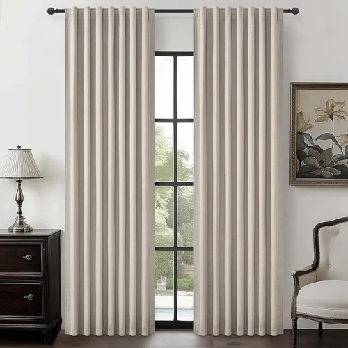 Miniatura 79 de Cortinas opacas extraanchas, 2 paneles para puertas corredizas de vidrio, moderna mezcla de lino plisado pesado, piso a techo, ventanas grandes, 70