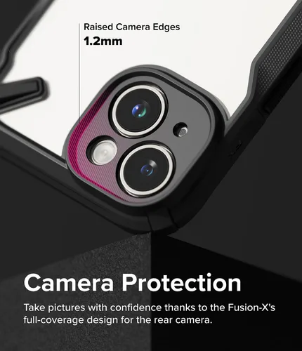 Miniatura 4 de Ringke Fusion-X [recortes precisos para lentes de cámara] compatible con iPhone 15 Plus, parachoques aumentado, parte trasera dura, resistente, Negro