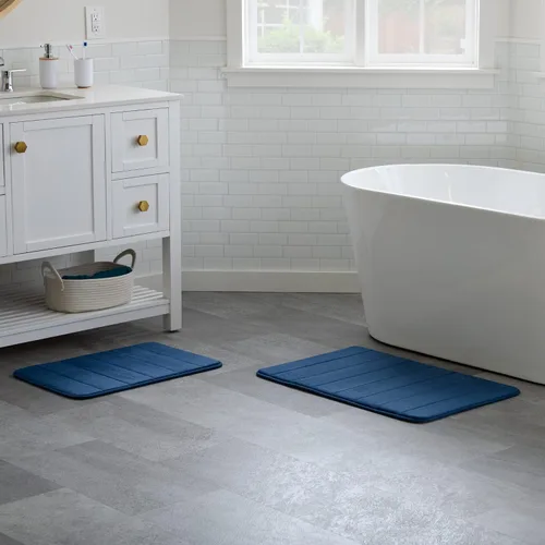 Miniatura 9 de Linenspa Tapete de baño de espuma viscoelástica, antideslizante, absorbente de agua, de secado rápido, lavable a máquina, tapete de baño para baño