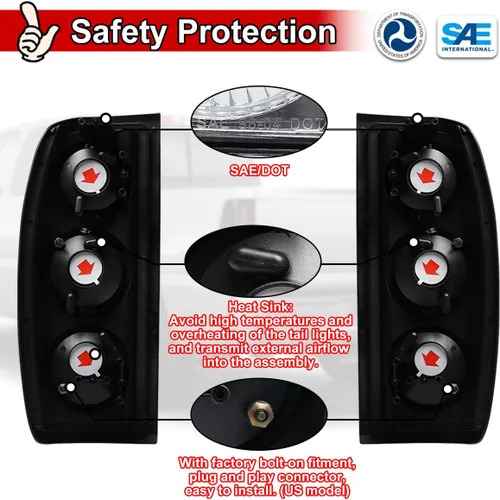 Miniatura 6 de Nixon Offroad Luces traseras para Nissan Frontier 1998 1999 2000 2001 2002 2003 2004, luces traseras halógenas de repuesto para automóvil, 1 par