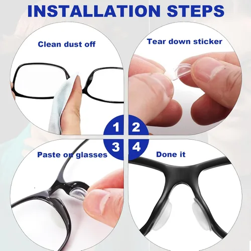 Miniatura 4 de SMARTTOP 20 pares de almohadillas para la nariz para gafas, bolsa de aire, silicona suave, antideslizante, almohadilla adhesiva para la nariz