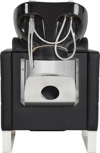 Miniatura 8 de BarberPub Juego de tazones y sillas de cerámica para champú para peluquería, estación de fregadero ajustable para lavado de cabello, estación