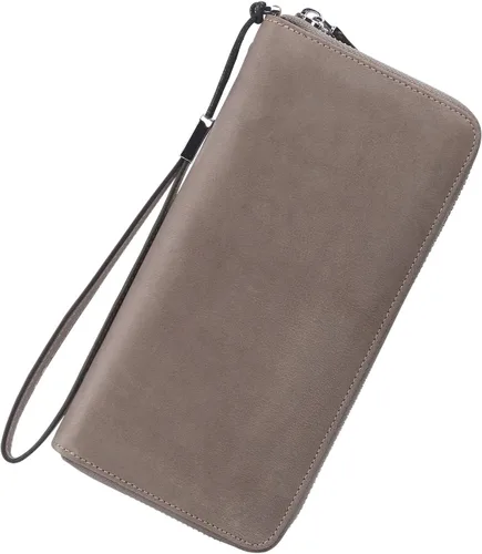 Miniatura 74 de Lavemi Pequeña cartera compacta para mujer, con bloqueo RFID, de piel auténtica, plegable, con ventanas de identificación