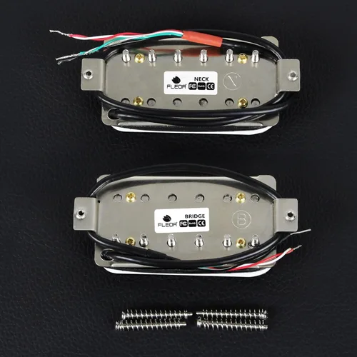 Miniatura 4 de FLEOR Alnico 5 Pastillas de Guitarra Doble Bobina Humbucker Juego de Cuello y Puente Blanco