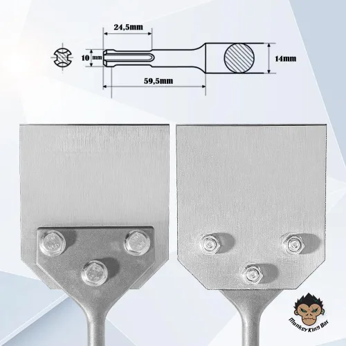 Miniatura 3 de Monkey King Bar - Sds Plus Bits de 4 pulgadas de ancho - (4 x 10 pulgadas) SDS Plus - Rascador de piso de mango corto con quita Thinset compatible