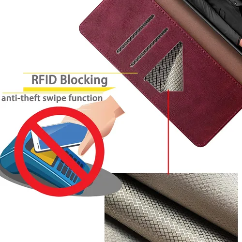 Miniatura 3 de SUANPOT Funda de piel tipo cartera para iPhone XR 6.1 (no XS 5.8 pulgadas, XS Max 6.7 pulgadas) con bloqueo RFID, tarjetero de crédito, funda