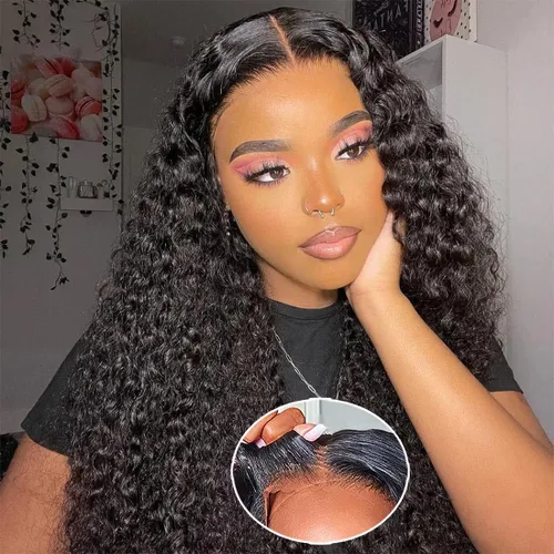 Miniatura 19 de Wear and Go Glueless Wigs Human Hair Pre Plucked Pre Cut 4x4 Lace Front Wigs for Black Women 180% Density Deep Wave Bob Wig Human Hair for Beginners