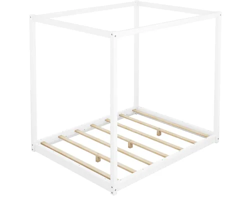 Miniatura 6 de Harper & Bright Designs Cama Queen con dosel de madera con 4 paneles de póster, marco de cama Queen con soporte de listones de madera maciza, cama