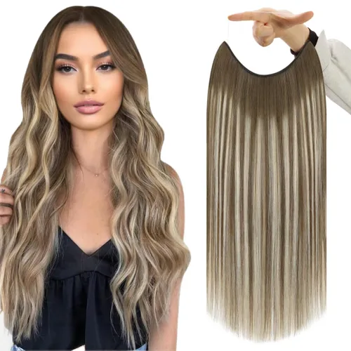 Miniatura 42 de Fshine - Extensiones de cabello humano con clip, de 16 pulgadas, con clip, color marrón chocolate, mezcla de rubio caramelo, extensiones de cabello