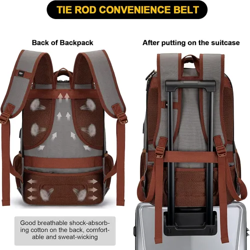 Miniatura 6 de Tzowla - Mochila de tela para portátil, mochila para hombres y mujeres, mochila para trabajo y viajes, compatible con portátil de 15.6 pulgadas