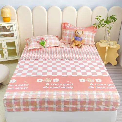 Miniatura 9 de Sábana bajera tamaño individual suave y acogedora, de algodón lavado, de algodón cepillado, para dormitorio de niños y niñas, funda de almohada