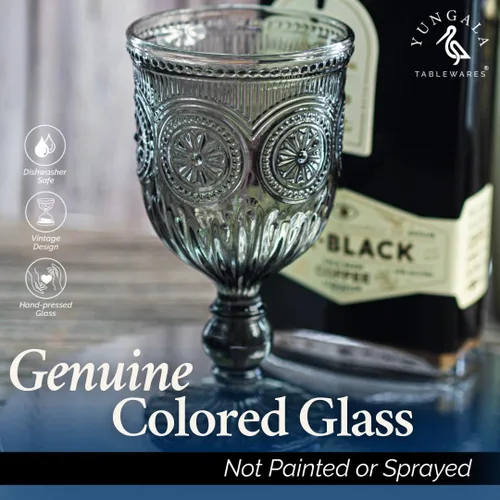 Miniatura 3 de Juego de 6 copas de vino negras Yungala, copas de vidrio ahumado, cristalería negra fabricada en vidrio de color apto para lavavajillas - copas