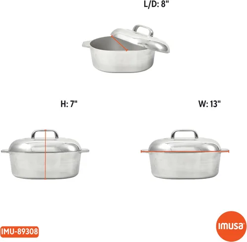 Miniatura 2 de IMUSA Asador ovalado de aluminio fundido Cajun de 11 pulgadas de alto con tapa