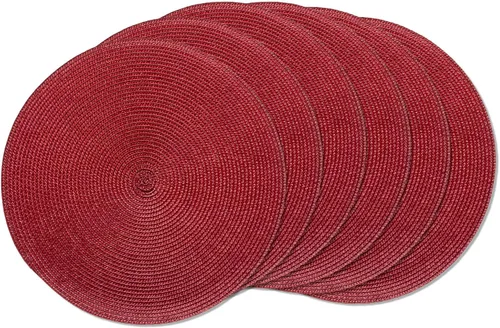 Miniatura 52 de AHHFSMEI Juego de 6 manteles individuales redondos trenzados de 15 pulgadas para mesas de comedor, tejido natural, resistentes al calor, color azul