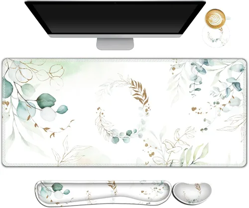 Miniatura 37 de ARTSO Juego de Alfombrilla de Mouse Extendida para Juegos, Reposamuñecas para Teclado + Reposamuñecas + Alfombrilla de Mouse XXL Grande + Posavasos