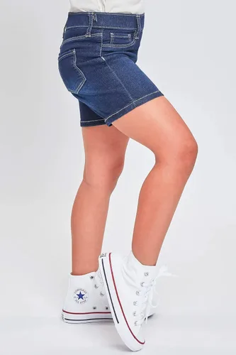 Miniatura 3 de YMI Pantalones cortos de mezclilla de tiro medio para niñas pequeñas