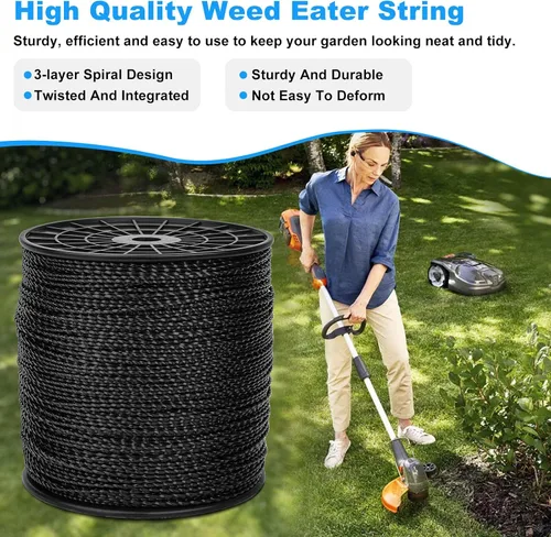 Miniatura 5 de RO6G Cuerda de 5 libras, línea de recortadora de hilo comercial Twist, cuerda Wacker para recortadora de malezas Echo Black Diamond/String Trimmer