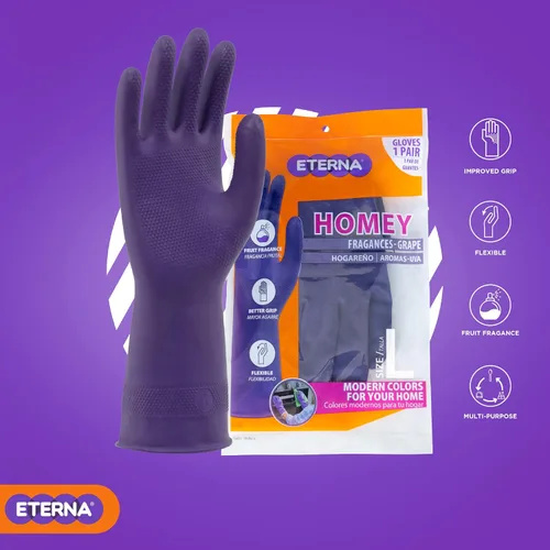 Miniatura 6 de ETERNA Guantes con aroma a uva, guantes para cocina, lavandería y limpieza del hogar, fragancia de frutas, agarre mejorado, flexibles, multiusos