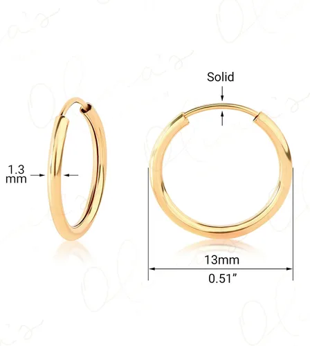 Miniatura 3 de Aretes de aro sin fin de oro amarillo de 14 quilates (11-0.748x0.051in), Metal