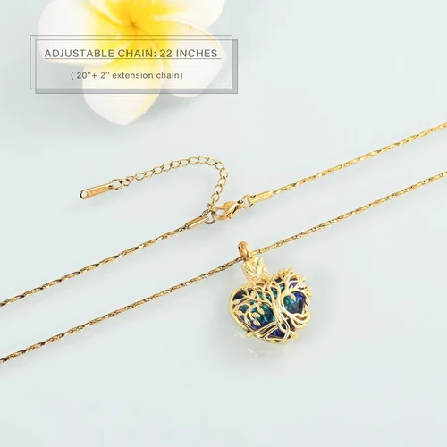 Miniatura 92 de Imrsanl Collar de urna de árbol de la vida con forma de corazón, joyería de cremación para hombres y mujeres, recuerdo, joyería conmemorativa