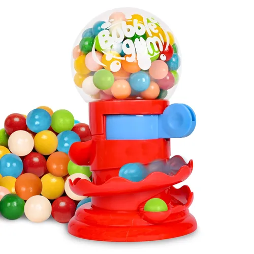 Máquina de chicles Toymendous para niños con chicles - Dispensador de mini dulces de goma de mascar | Alhóndiga para niños - Reciba colores rojo o