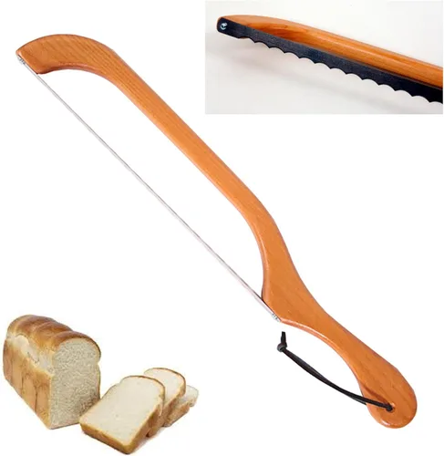 Miniatura 7 de Out of the Woods of Oregon Cuchillo para cortar pan y bagel estilo arco de Estados Unidos para rebanar masa madre, bagels y más, aliso natural