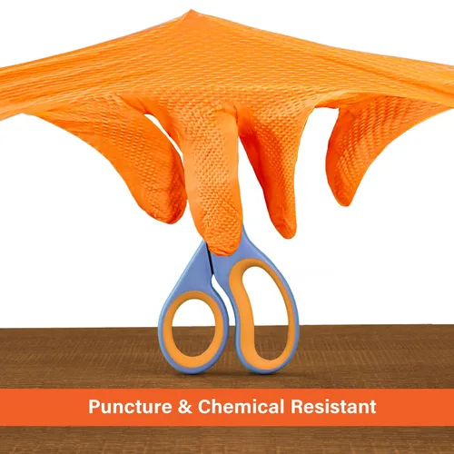 Miniatura 3 de 1st Choice Guantes de mecánico de 6 mil, guantes de nitrilo desechables sin látex, caja grande de 100 guantes desechables de nitrilo naranja