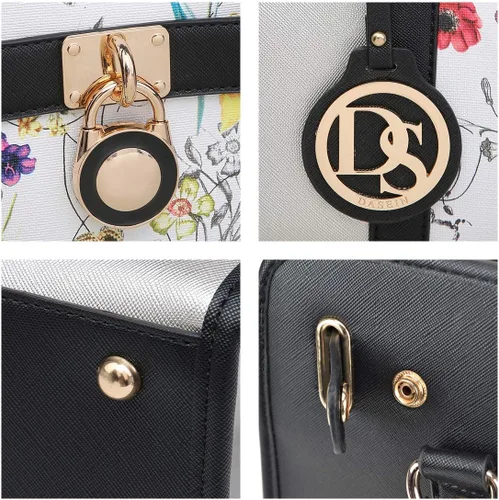 Miniatura 81 de Dasein Bolsos de mano de dos tonos para mujer, bolsos de hombro de cuero vegano, bolsa grande con cartera a juego