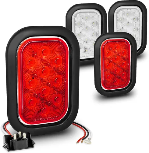 Miniatura 18 de TRUE MODS Kit de 2 luces traseras LED rectangulares rojas de 5x3 3x5 pulgadas [DOT FMVSS 108] [SAE I6 P2 S2 (3) T] [Ojales/Tapones] [Sumergible] Rojo