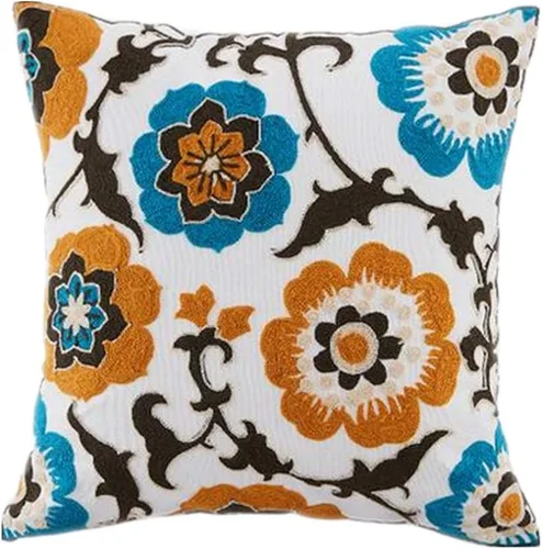Miniatura 10 de Judy Dre am Funda de cojín 100 % algodón, cuadrada, bohemia, bordada, para sofá, cama, sala de estar, funda de almohada bohemia de 18 x 18 pulgadas