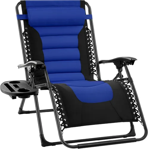 Miniatura 15 de Best Choice Products Silla acolchada de gravedad cero de gran tamaño, reclinable plegable para patio al aire libre, tumbona antigravedad XL