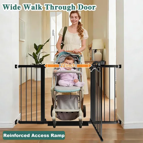 Miniatura 4 de Fairy Baby Puertas para bebés extra anchas de 57.1"-59.8" con puerta, puerta infantil de 58-59 pulgadas para niños pequeños, puerta de metal montada