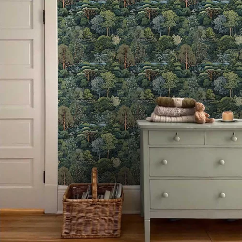 Miniatura 3 de 18"x236" Papel Tapiz Naturaleza Bosque Árboles Ríos Despegar y Pegar Autoadhesivo Removible Papel de Contacto Adherible Fácil de Despegar Papel
