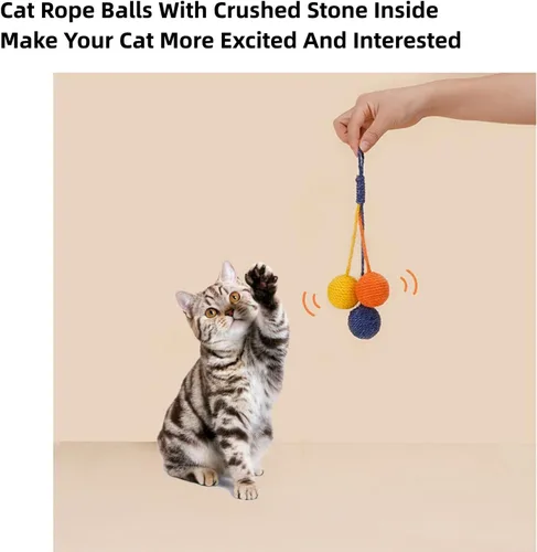 Miniatura 3 de Juguete para gatos, bola de sisal, juguete colgante para gatos, hecho a mano, cuerda para gatos, masticable, respetuoso con el medio ambiente