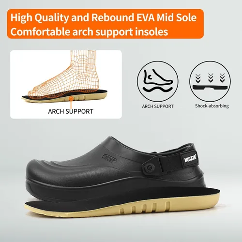 Miniatura 6 de Jacata Zapatos de chef antideslizantes para hombre, antideslizantes, para cocina, trabajo, con soporte de arco, resistentes al aceite, al agua